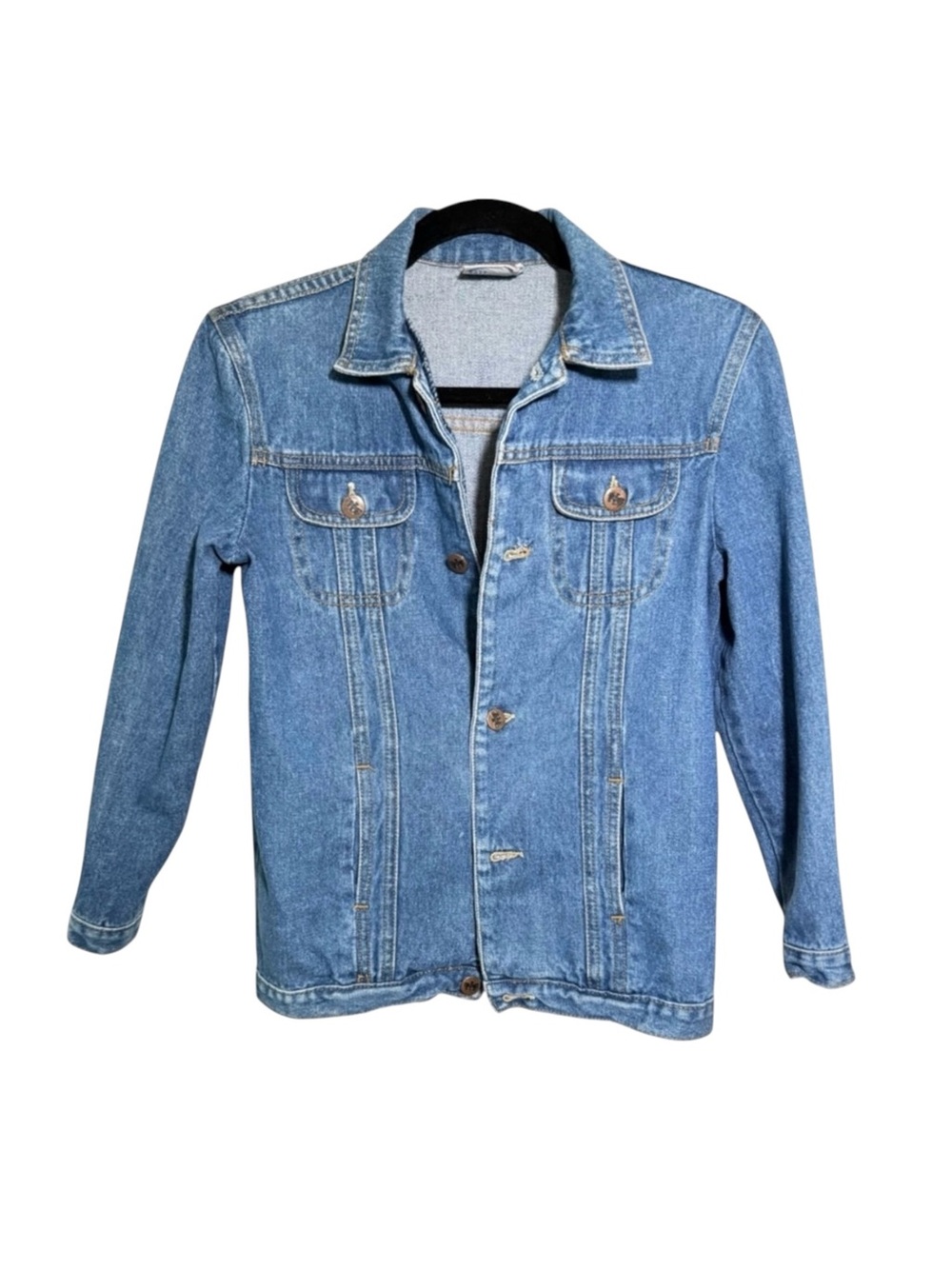 Vintage Fitted Denim Jacket XXS Cropped 90s Blue Jean Scirocco